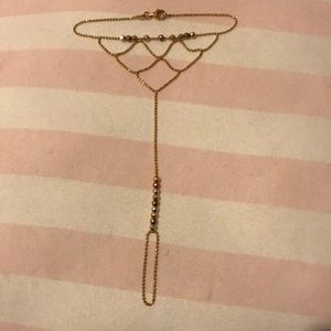 14k gold bracelet ring chain